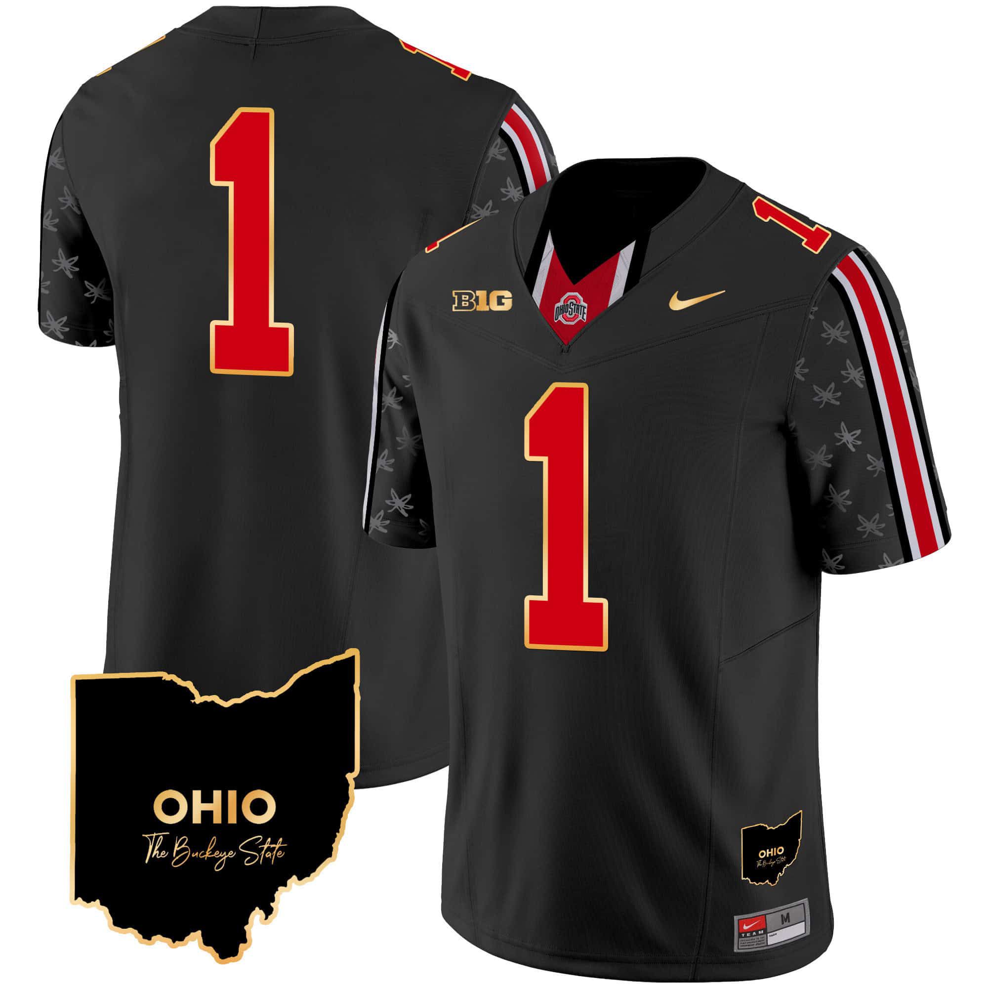 Men Ohio State Buckeyes #1 No Name Black 2024 Nike Home Patch Gold Trim Vapor Limited NCAA Jersey->indianapolis colts->NFL Jersey